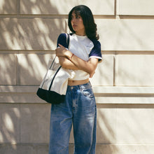 Load image into Gallery viewer, Fairway Collective T-Shirt - Cream/Navy Blue
